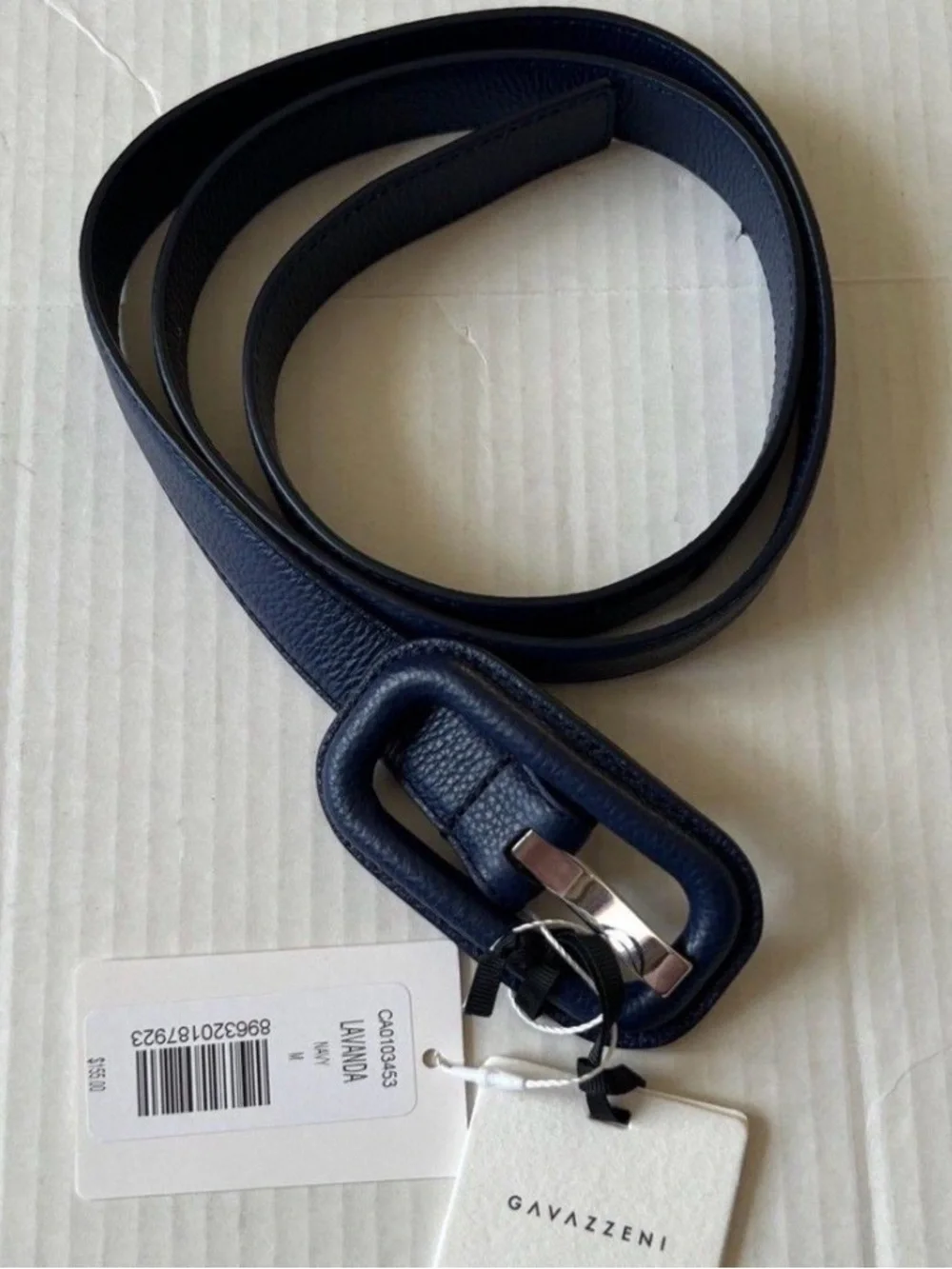 Veronica Beard x Gavazzeni Lavanda Navy Leather Belt Made in Italy NWT Sz Small